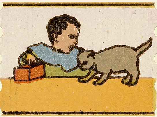 Kind und Katze ("Litho Films - Chromolithographische Loops")