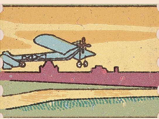 Flugzeug kreist ("Litho Films - Chromolithographische Loops")