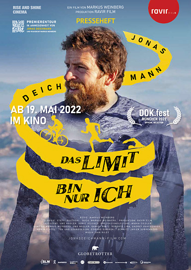 Filmplakat von "Jonas Deichmann - Das Limit bin nur ich" (2022); Quelle: Rise and Shine Cinema, DFF