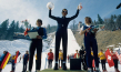 Jiří Raška, Walter Steiner, Heinz Wosipiwo (vorne v.l.n.r.) in "Die große Ekstase des Bildschnitzers Steiner (Ski-Flugschanze Planica)" (1974)